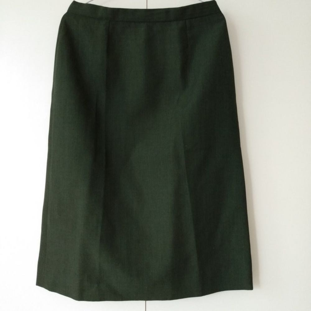 Vintage 60s Skirt Dark Green Retro 28" Waist Handmade Petite Tailored